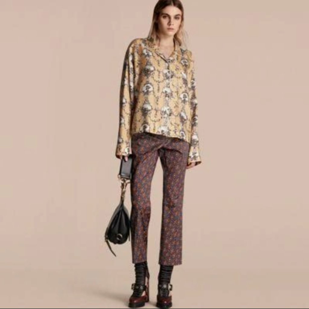 Burberry Cropped Scattered Geometric Tile Print Trousers - Size Us6
